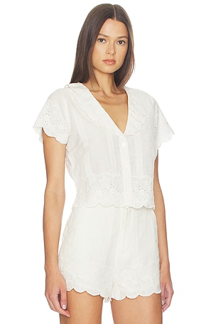 Show Me Your Mumu Lyla Top in White Eyelet Embroidery in White