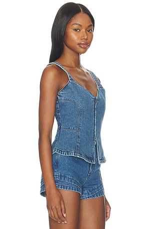 Show Me Your Mumu Shay Corset Top in Blue