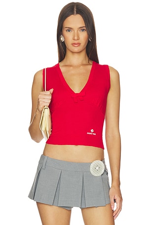 Bow Detail V-neck Knit Tank Top Shushu/Tong
