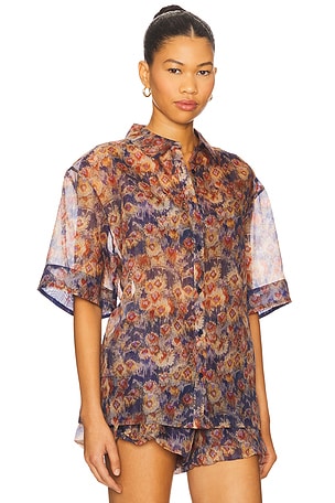 SIR. Fiore Shirt in Blue,Rust. Size 3 / L. Also