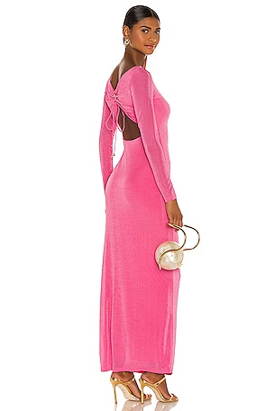 bhldn chiffon v-neck maxi dress Burgundy Floral Chiffon V-Neck Long Sleeve Maxi Dress