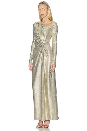 Significant Other Caera Long Sleeve Maxi Dress in Metallic Neutral