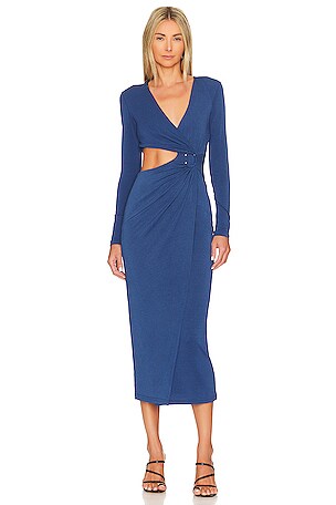 light blue pleated maxi dress OLIVACEOUS Audrey denim dress M main image 0