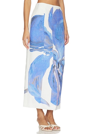 Significant Other Rumi Midi Skirt in White,Blue