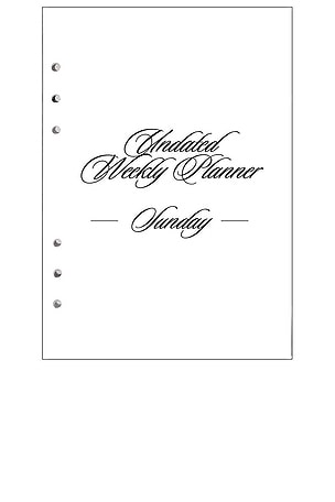 Undated Weekly Planner Insert Sunday 6 Ring STIL