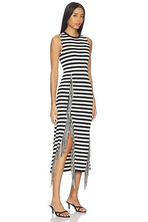 SIMONMILLER Sabine Fringe Knit Dress in Black,White