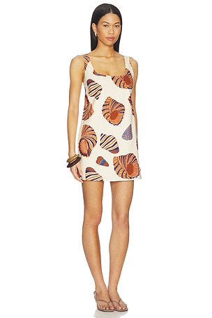 SIMONMILLER Sahara Linen Mini Dress in Neutral. Size XS. Also