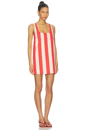 SIMONMILLER Sahara Striped Denim Dress in Red,Ivory