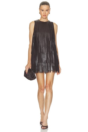 Sina Faux Leather Fringe Dress SIMONMILLER