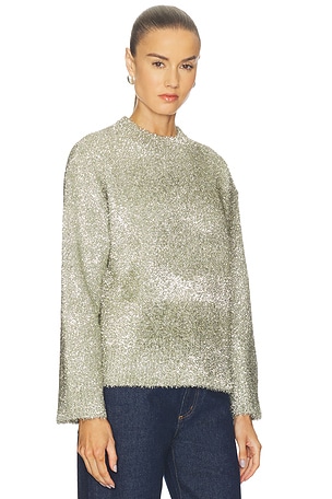 SIMONMILLER Cher Tinsel Knit Sweater in Metallic Silver. Size XS. Also