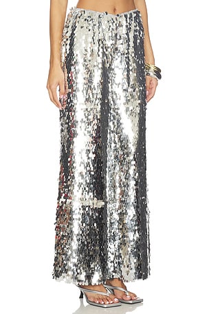 SIMONMILLER Nella Sequin Wide Leg Pant in Metallic Silver