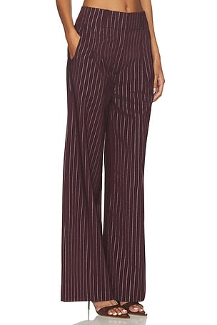 SIMONMILLER Bloo Pinstripe Pant in Burgundy. Size 8. Also