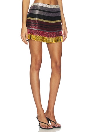 SIMONMILLER Inessa Beaded Skirt in Black,Red