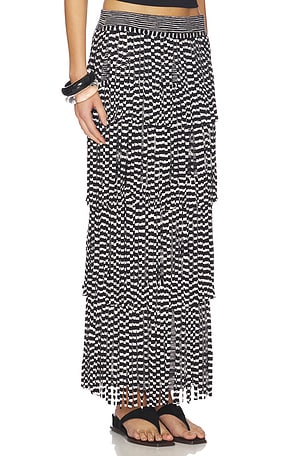 SIMONMILLER Za Za Knit Fringe Skirt in Black,White