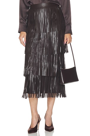 Za Za Faux Leather Fringe Skirt SIMONMILLER