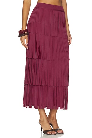 SIMONMILLER Za Za Knit Fringe Skirt in Wine