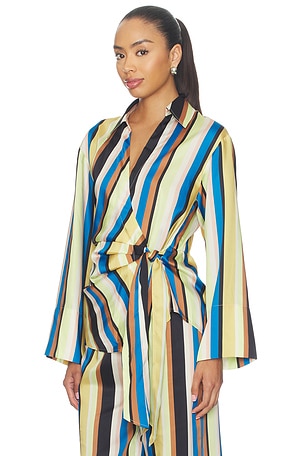 SIMONMILLER Vietta Twill Top in Ocean Stripe. Size M. Also
