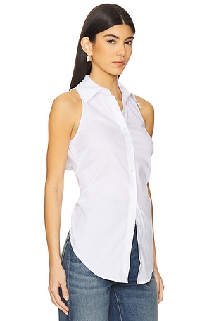 SIMONMILLER Loch Sleeveless Poplin Button Up in White