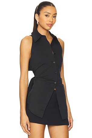 SIMONMILLER Loch Sleeveless Poplin Button Up in Black