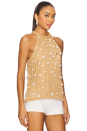SIMONMILLER Bahi Crochet Top in Tan. Size XS. Also