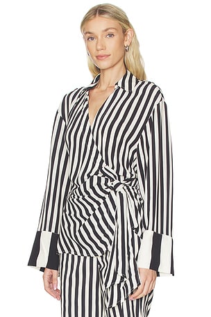 SIMONMILLER Vietta Crepe Top in Black,White. Size XS. Also