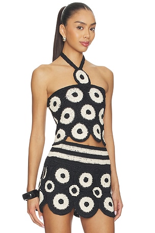SIMONMILLER Atlas Crochet Top in Black,White