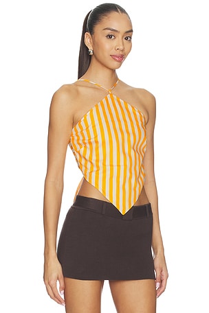 SIMONMILLER Kit Poplin Tie Top in Mustard,White