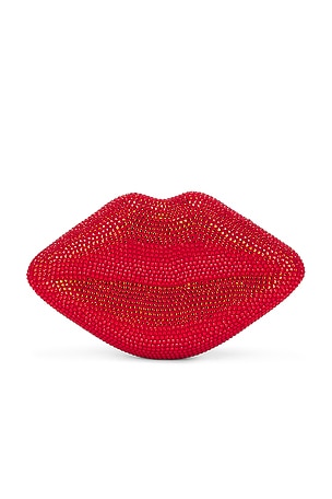 SIMONMILLER Crystal Lip Clutch in Red