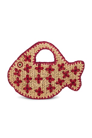 SIMONMILLER Puka Fish Bag in Natural & Burgundy