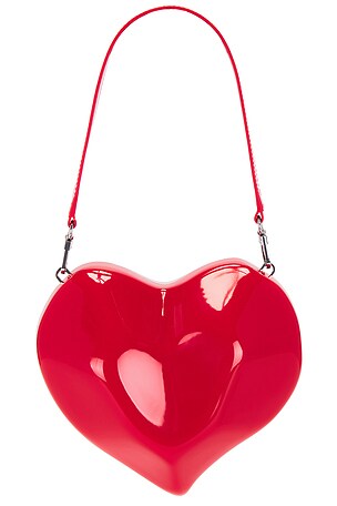SIMONMILLER Molded Heart Bag With Patent Strap in Red