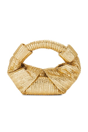 SIMONMILLER Metallic Raffia Lopsy Bag in Metallic Gold