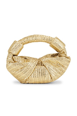 SIMONMILLER Metallic Raffia Lopsy Bag in Metallic Gold