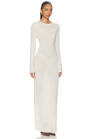 SKIMS Sheer Cashmere Long Sleeve Maxi Dress in White