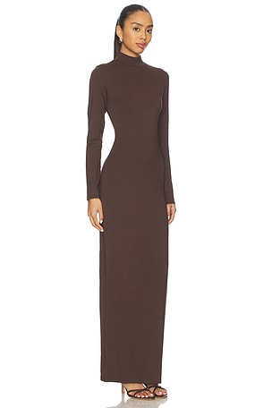 SKIMS Smooth Layers Turtleneck Dress in Chocolate
