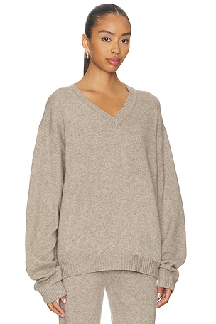 SKIMS Cashmere Oversized Boyfriend Sweater in Tan