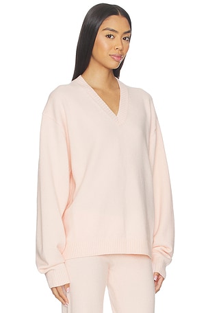 SKIMS Wool Cashmere V Neck Pullover Sweater in Pink