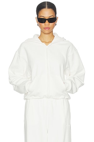 SKIMS Cotton Fleece Classic Zip Up Hoodie in Grey