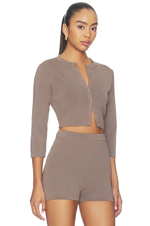 SKIMS Refined Knit Crop Cardigan in Neutral