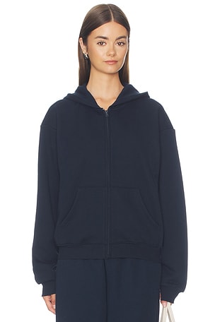 SKIMS Classic Zip Up Hoodie in Navy