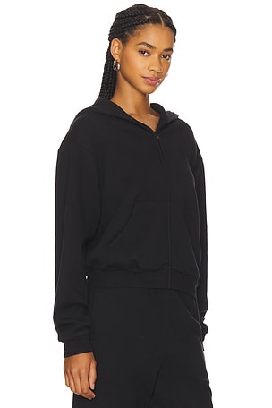 SKIMS Cotton Fleece Classic Zip-up Hoodie in Black