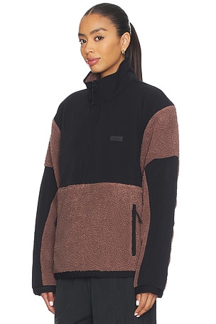 SKIMS Teddy Half Zip Up Pullover in Brown