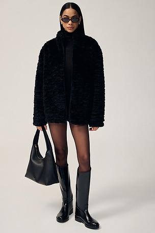 Faux Fur Zip Up Mock Neck Jacket SKIMS