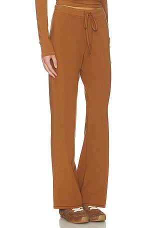 SKIMS Cotton Jersey Straight Leg Pant in Brown