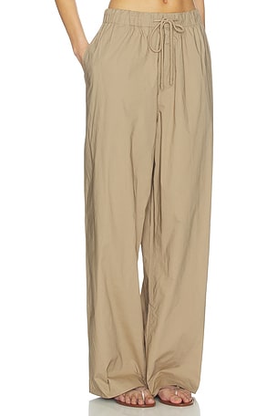SKIMS Swiss Cotton Sateen Oversized Drawstring Pant in Tan