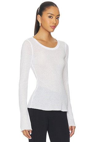 SKIMS Sheer Cotton Long Sleeve Top in White