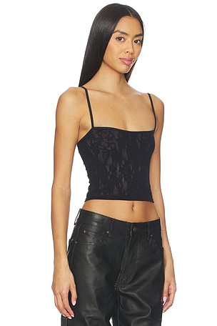 SKIMS Warp Knit Lace Cropped Cami in Black