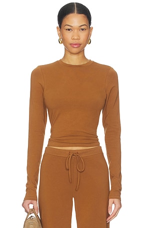 SKIMS Cotton Jersey Long Sleeve T-shirt in Brown