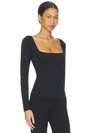 SKIMS Smooth Layers Square Neck Long Sleeve in Black