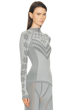 SKIMS First Layers Half Zip Long Sleeve in Grey