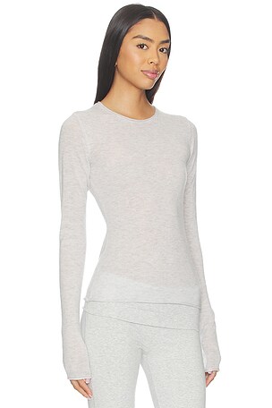 SKIMS Sheer Cashmere Long Sleeve Tee in Light Grey